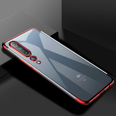 Custodia Silicone Trasparente Ultra Sottile Cover Morbida S2 per Xiaomi Mi 10 Rosso