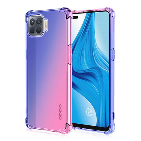 Custodia Silicone Trasparente Ultra Sottile Cover Morbida Sfumato G01 per Oppo A93 Blu