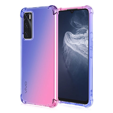 Custodia Silicone Trasparente Ultra Sottile Cover Morbida Sfumato per Vivo V20 SE Blu