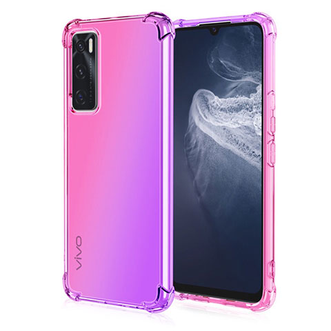 Custodia Silicone Trasparente Ultra Sottile Cover Morbida Sfumato per Vivo V20 SE Rosa