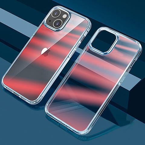 Custodia Silicone Trasparente Ultra Sottile Cover Morbida Sfumato QC1 per Apple iPhone 14 Plus Rosso