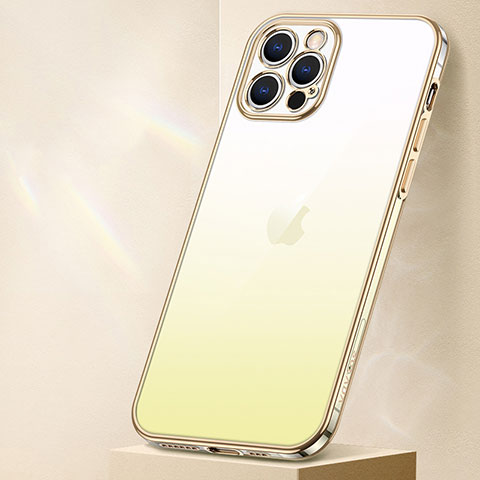 Custodia Silicone Trasparente Ultra Sottile Cover Morbida Sfumato S01 per Apple iPhone 13 Pro Giallo
