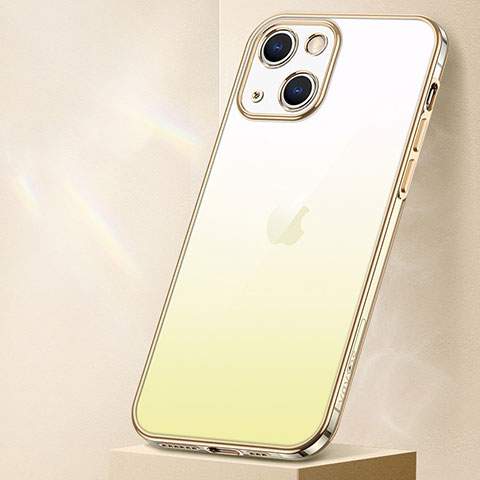 Custodia Silicone Trasparente Ultra Sottile Cover Morbida Sfumato S01 per Apple iPhone 14 Giallo