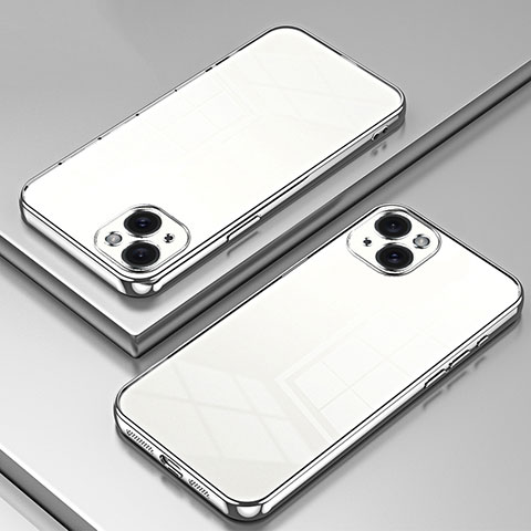 Custodia Silicone Trasparente Ultra Sottile Cover Morbida SY1 per Apple iPhone 14 Argento