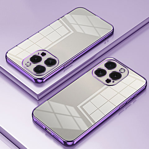 Custodia Silicone Trasparente Ultra Sottile Cover Morbida SY1 per Apple iPhone 14 Pro Max Viola