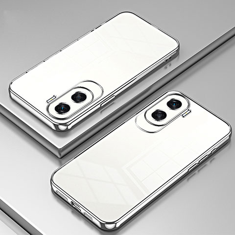 Custodia Silicone Trasparente Ultra Sottile Cover Morbida SY1 per Huawei Honor 90 Lite 5G Argento