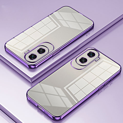 Custodia Silicone Trasparente Ultra Sottile Cover Morbida SY1 per Huawei Honor 90 Lite 5G Viola