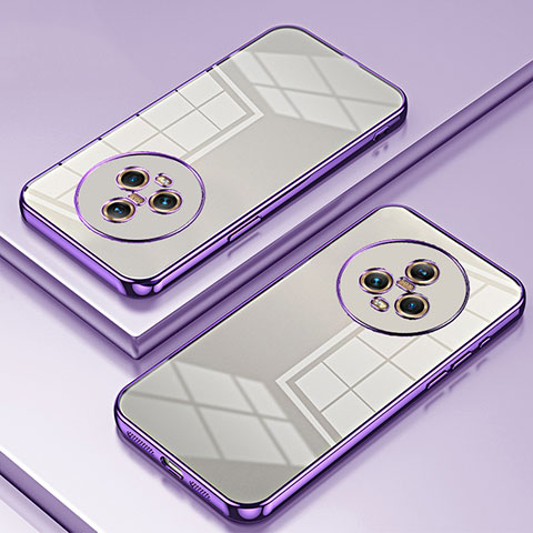 Custodia Silicone Trasparente Ultra Sottile Cover Morbida SY1 per Huawei Honor Magic5 5G Viola