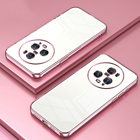 Custodia Silicone Trasparente Ultra Sottile Cover Morbida SY1 per Huawei Honor Magic5 Pro 5G Oro Rosa