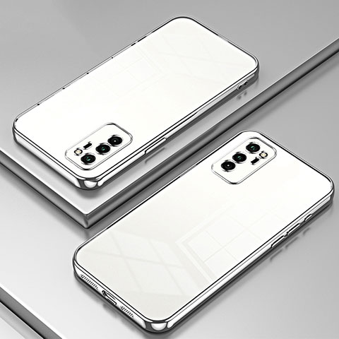 Custodia Silicone Trasparente Ultra Sottile Cover Morbida SY1 per Huawei Honor V30 5G Argento