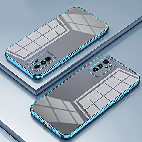 Custodia Silicone Trasparente Ultra Sottile Cover Morbida SY1 per Huawei Honor V30 5G Blu