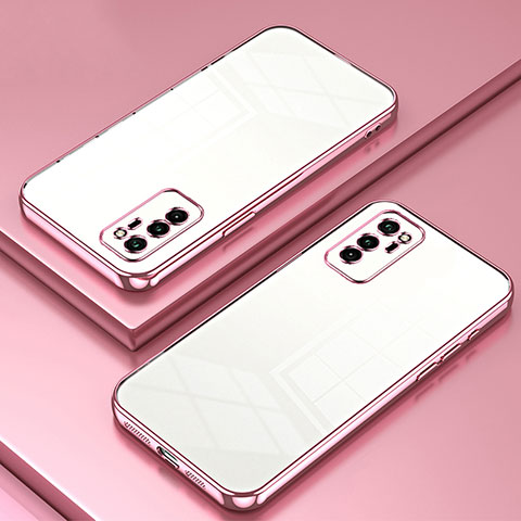 Custodia Silicone Trasparente Ultra Sottile Cover Morbida SY1 per Huawei Honor V30 5G Oro Rosa