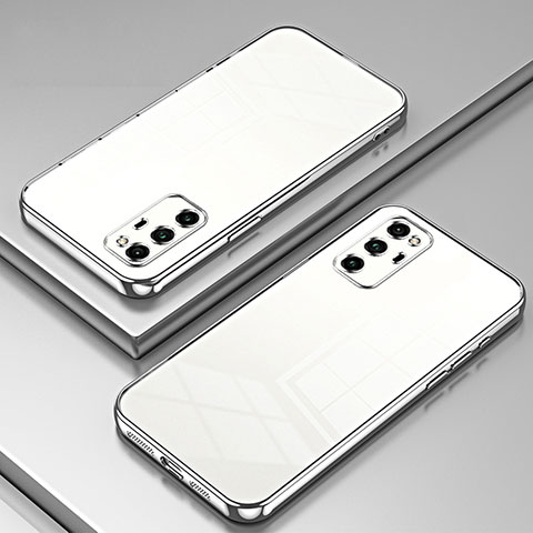 Custodia Silicone Trasparente Ultra Sottile Cover Morbida SY1 per Huawei Honor V30 Pro 5G Argento