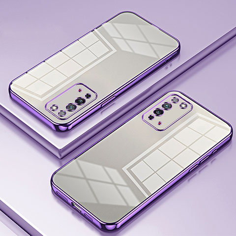 Custodia Silicone Trasparente Ultra Sottile Cover Morbida SY1 per Huawei Honor X10 5G Viola