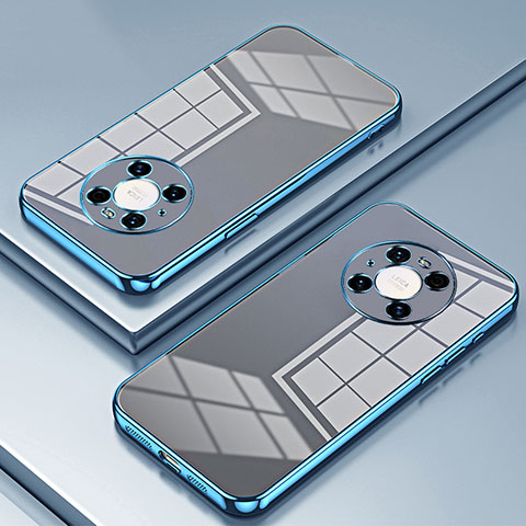 Custodia Silicone Trasparente Ultra Sottile Cover Morbida SY1 per Huawei Mate 40 Pro Blu