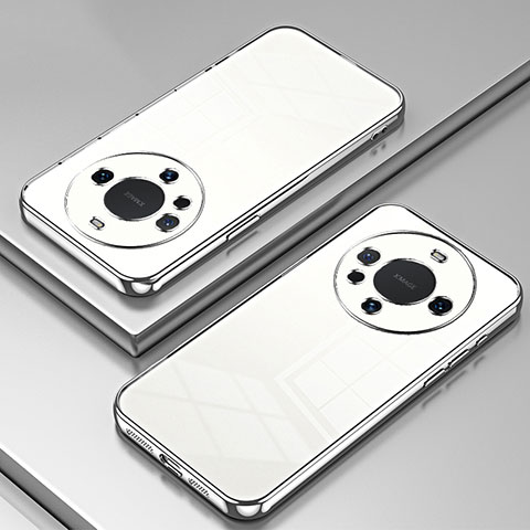 Custodia Silicone Trasparente Ultra Sottile Cover Morbida SY1 per Huawei Mate 40 Pro+ Plus Argento