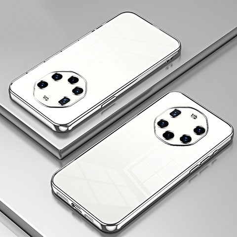 Custodia Silicone Trasparente Ultra Sottile Cover Morbida SY1 per Huawei Mate 40 RS Argento