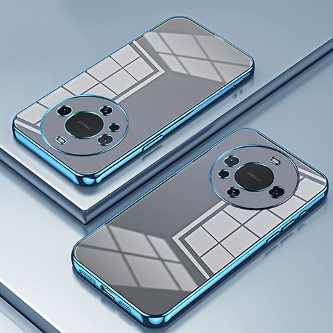 Custodia Silicone Trasparente Ultra Sottile Cover Morbida SY1 per Huawei Mate 60 Blu