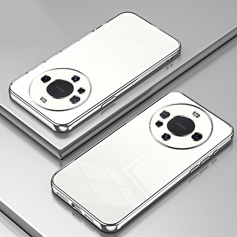 Custodia Silicone Trasparente Ultra Sottile Cover Morbida SY1 per Huawei Mate 60 Pro+ Plus Argento