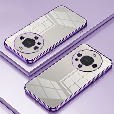 Custodia Silicone Trasparente Ultra Sottile Cover Morbida SY1 per Huawei Mate 60 Pro+ Plus Viola