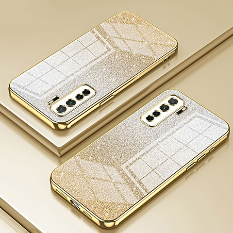 Custodia Silicone Trasparente Ultra Sottile Cover Morbida SY1 per Huawei Nova 7 SE 5G Oro