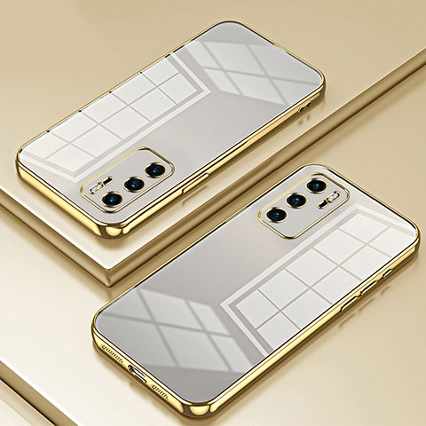 Custodia Silicone Trasparente Ultra Sottile Cover Morbida SY1 per Huawei P40 Oro