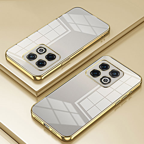Custodia Silicone Trasparente Ultra Sottile Cover Morbida SY1 per OnePlus 10 Pro 5G Oro