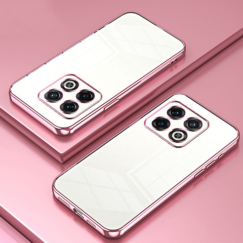 Custodia Silicone Trasparente Ultra Sottile Cover Morbida SY1 per OnePlus 10 Pro 5G Oro Rosa