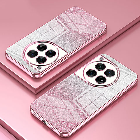 Custodia Silicone Trasparente Ultra Sottile Cover Morbida SY1 per OnePlus 12 5G Oro Rosa