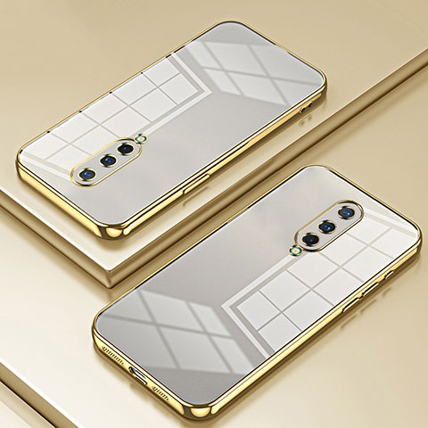 Custodia Silicone Trasparente Ultra Sottile Cover Morbida SY1 per OnePlus 8 Oro