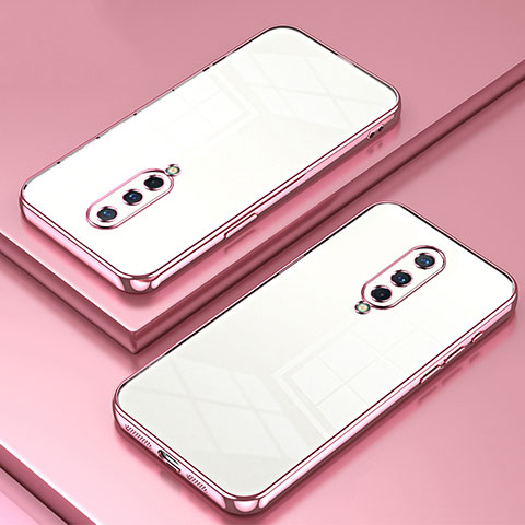 Custodia Silicone Trasparente Ultra Sottile Cover Morbida SY1 per OnePlus 8 Oro Rosa