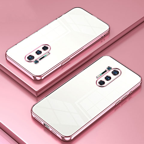 Custodia Silicone Trasparente Ultra Sottile Cover Morbida SY1 per OnePlus 8 Pro Oro Rosa
