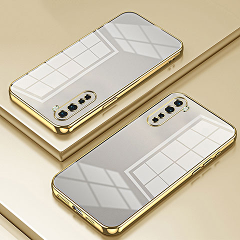 Custodia Silicone Trasparente Ultra Sottile Cover Morbida SY1 per OnePlus Nord Oro
