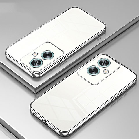 Custodia Silicone Trasparente Ultra Sottile Cover Morbida SY1 per Oppo A79 5G Argento