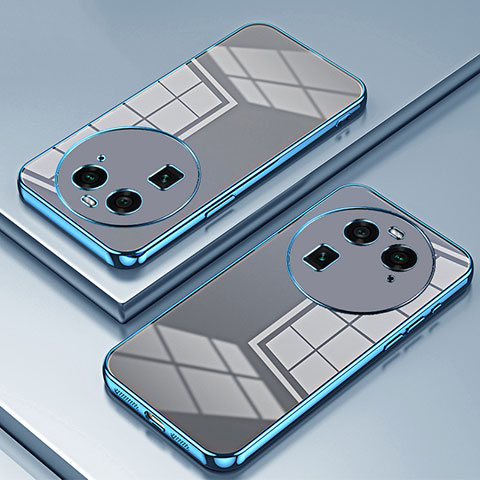 Custodia Silicone Trasparente Ultra Sottile Cover Morbida SY1 per Oppo Find X6 5G Blu