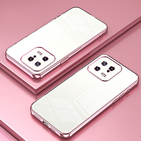 Custodia Silicone Trasparente Ultra Sottile Cover Morbida SY1 per Xiaomi Mi 13 5G Oro Rosa