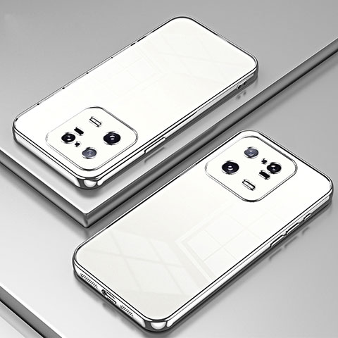 Custodia Silicone Trasparente Ultra Sottile Cover Morbida SY1 per Xiaomi Mi 13 Pro 5G Argento