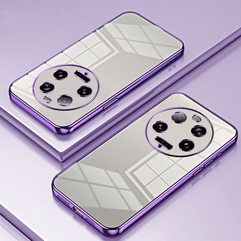 Custodia Silicone Trasparente Ultra Sottile Cover Morbida SY1 per Xiaomi Mi 13 Ultra 5G Viola