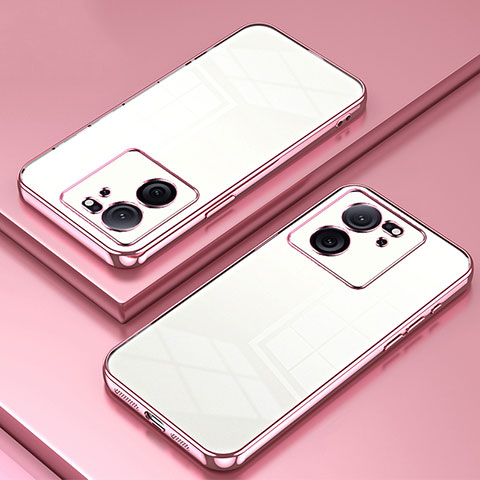 Custodia Silicone Trasparente Ultra Sottile Cover Morbida SY1 per Xiaomi Mi 13T Pro 5G Oro Rosa