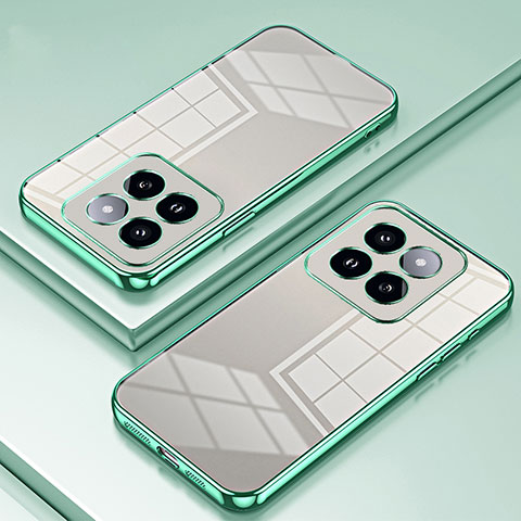 Custodia Silicone Trasparente Ultra Sottile Cover Morbida SY1 per Xiaomi Mi 14 5G Verde
