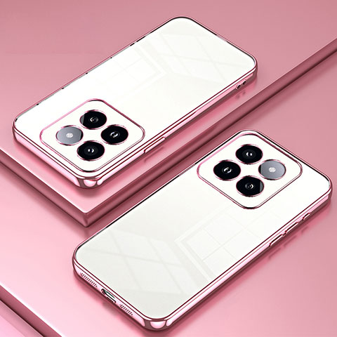 Custodia Silicone Trasparente Ultra Sottile Cover Morbida SY1 per Xiaomi Mi 14 Pro 5G Oro Rosa