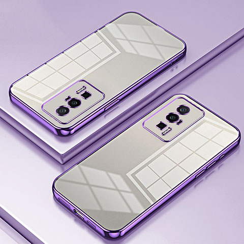 Custodia Silicone Trasparente Ultra Sottile Cover Morbida SY1 per Xiaomi Poco F5 Pro 5G Viola