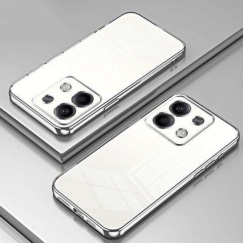 Custodia Silicone Trasparente Ultra Sottile Cover Morbida SY1 per Xiaomi Redmi Note 13 5G Argento