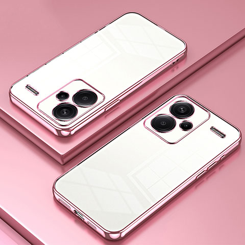 Custodia Silicone Trasparente Ultra Sottile Cover Morbida SY1 per Xiaomi Redmi Note 13 Pro+ Plus 5G Oro Rosa