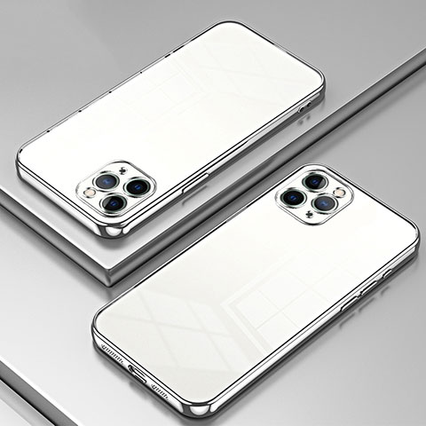 Custodia Silicone Trasparente Ultra Sottile Cover Morbida SY2 per Apple iPhone 11 Pro Argento