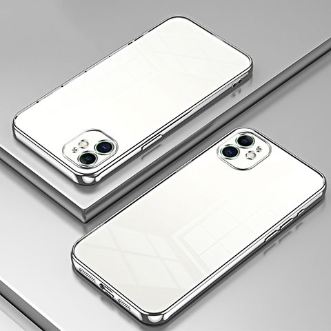 Custodia Silicone Trasparente Ultra Sottile Cover Morbida SY2 per Apple iPhone 12 Argento