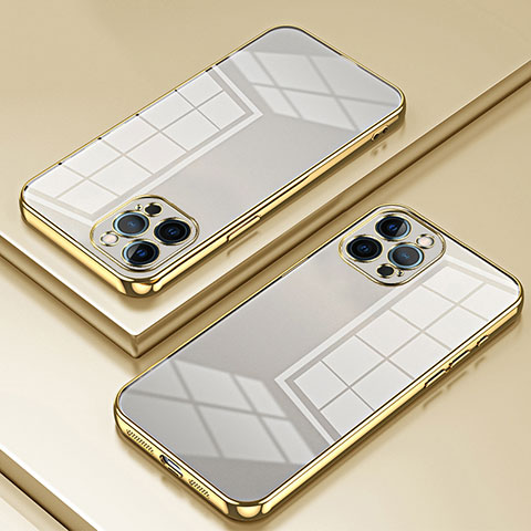Custodia Silicone Trasparente Ultra Sottile Cover Morbida SY2 per Apple iPhone 12 Pro Max Oro