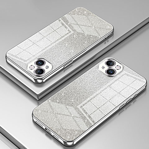 Custodia Silicone Trasparente Ultra Sottile Cover Morbida SY2 per Apple iPhone 14 Plus Argento