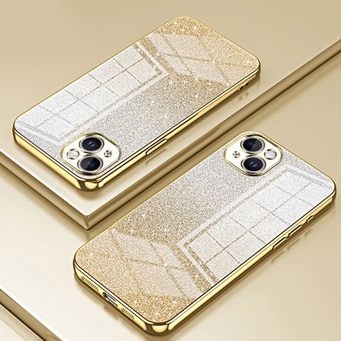 Custodia Silicone Trasparente Ultra Sottile Cover Morbida SY2 per Apple iPhone 14 Plus Oro