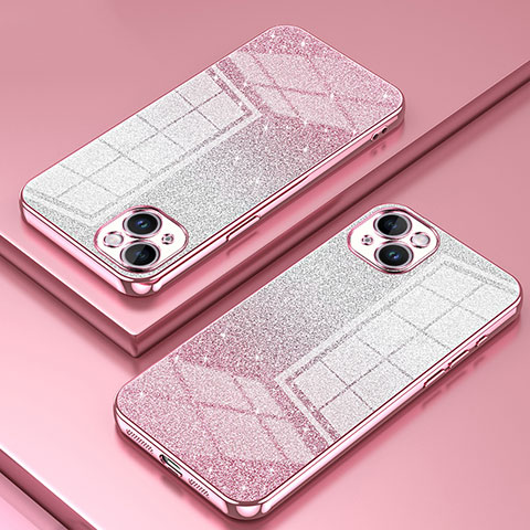 Custodia Silicone Trasparente Ultra Sottile Cover Morbida SY2 per Apple iPhone 14 Plus Oro Rosa